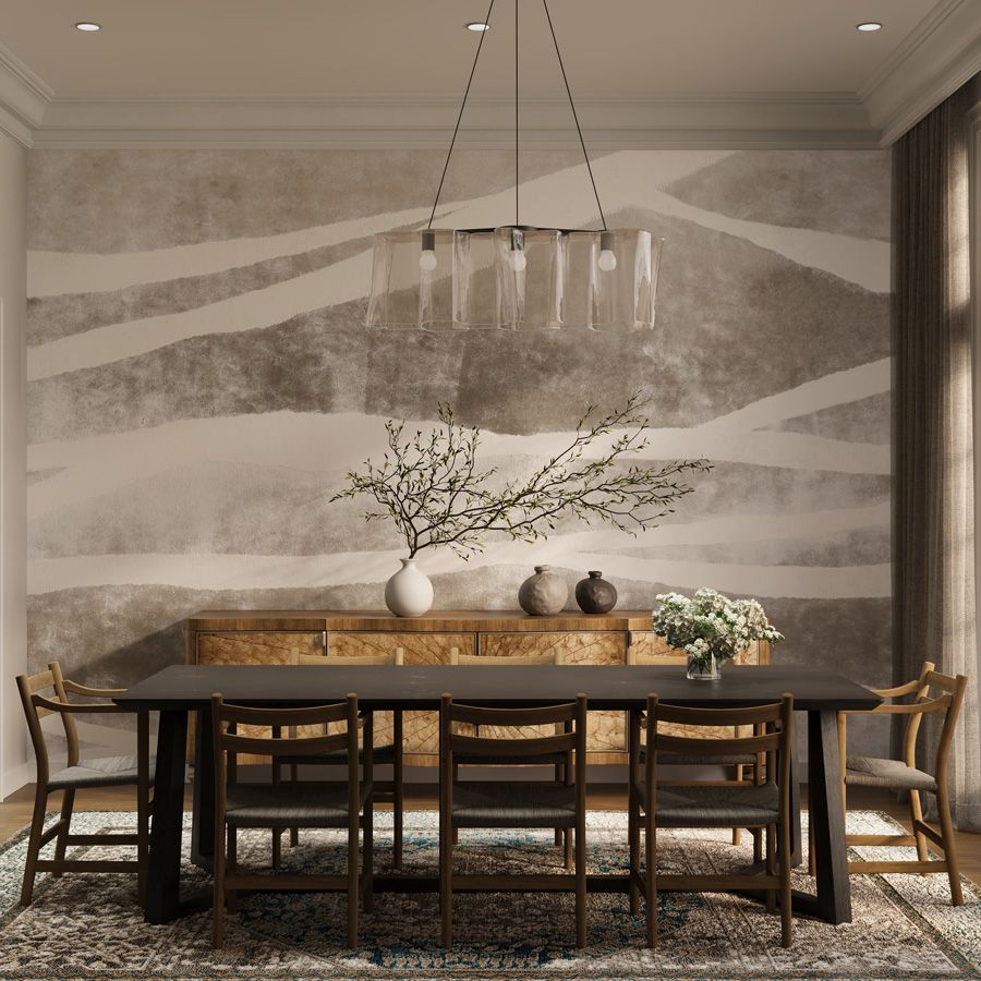 Printed on a sisal with a slight metallic finish, Dunes gracefully reimagines the organic textures of wind-sculpted sand in an airy, large-scale mural. Broad, horizontal brush strokes sweep across all five panels, adding a sense of motion and energy to the wall. The panels can be rearranged in any order to customize the flow of your mural. Available in five airy hues, Dunes brings a dynamic look to any space.