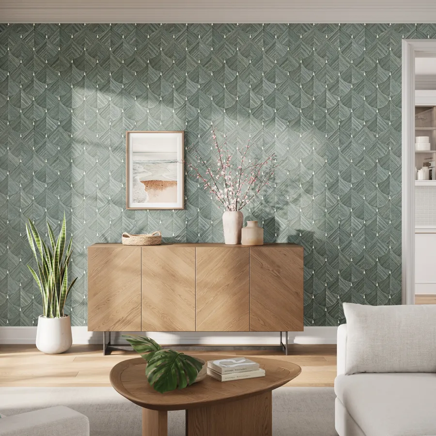 Montauk captures luminous beauty through an unexpected pairing of structured wood veneer and iridescent Capiz shells.  Each shell fragment is meticulously hand-applied in a teardrop shape, creating layered surfaces that shimmer with shifting light. Available in a pearly white or iridescent blue shell paired with a contrasting wood, Montauk glows with an opulent, otherworldly beauty.